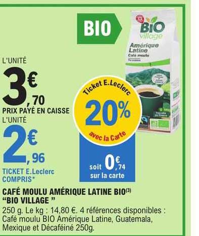 café moulu amérique latine bio "bio village"