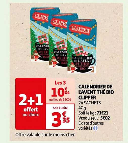 calendrier de l'avent thé bio clipper