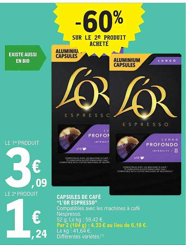 Capsules De Café "l'or Espresso"