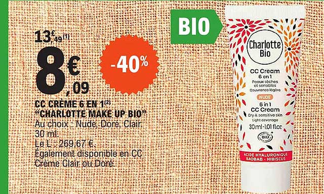 cc crème 6 en 1 "charlotte make up bio"