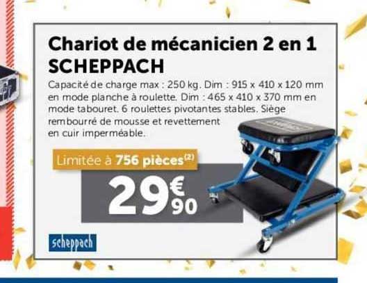 chariot de mécanicien 2en1 scheppach