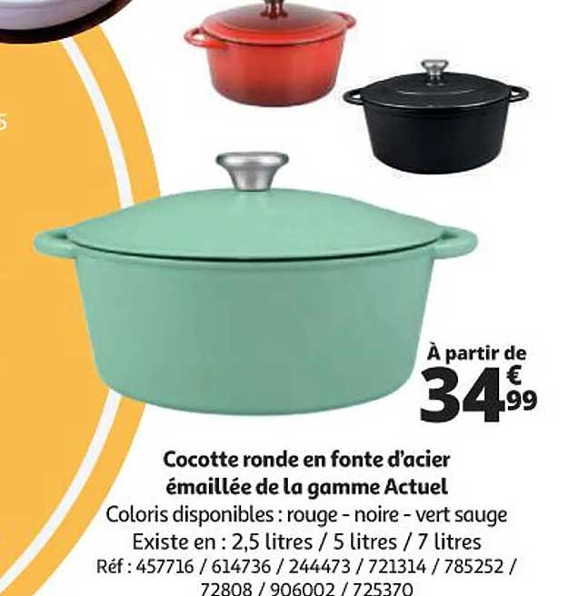 cocotte ronde en fonte d'acier émaillée de la gamme actuel
