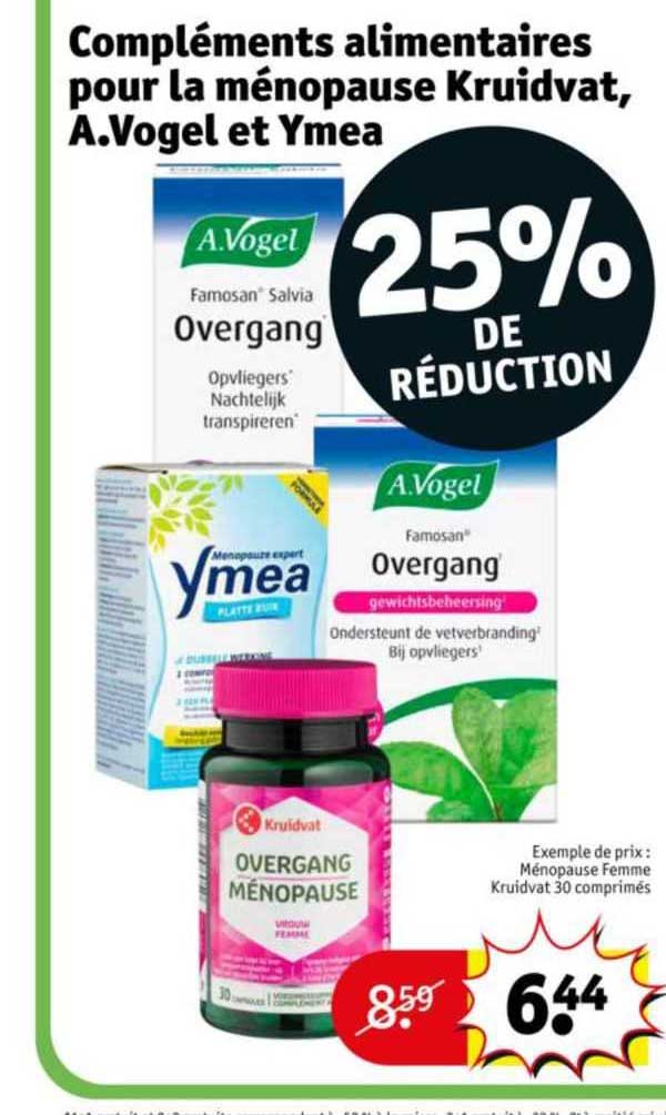 compléments alimentaires pour la ménopause kruidvat, a.vogel et ymea