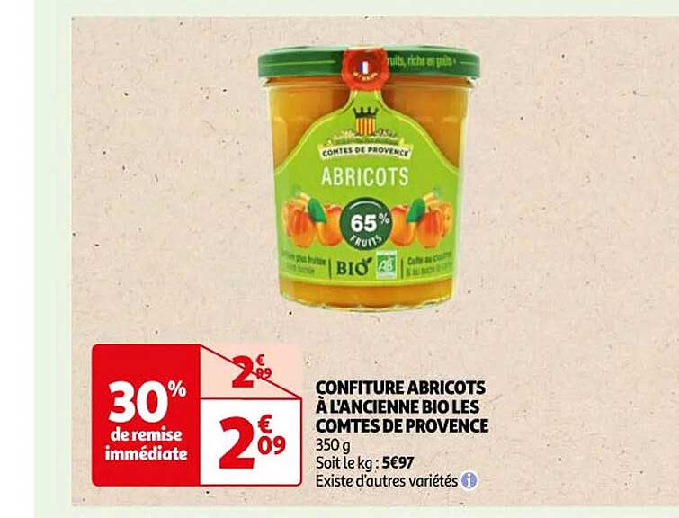 confiture abricots à l'ancienne bio les comtés de provence