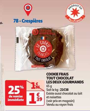 cookie frais tout chocolat les deux gourmands