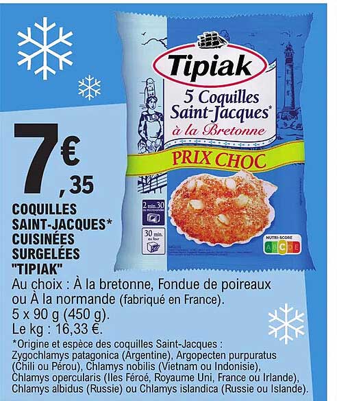 coquilles saint-jacques cuisinées surgelées "tipiak"