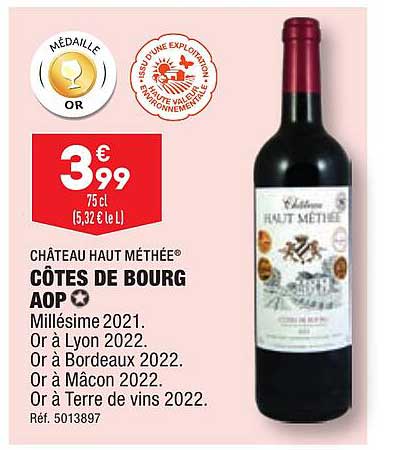 côtes de bourg aop château haut méthée