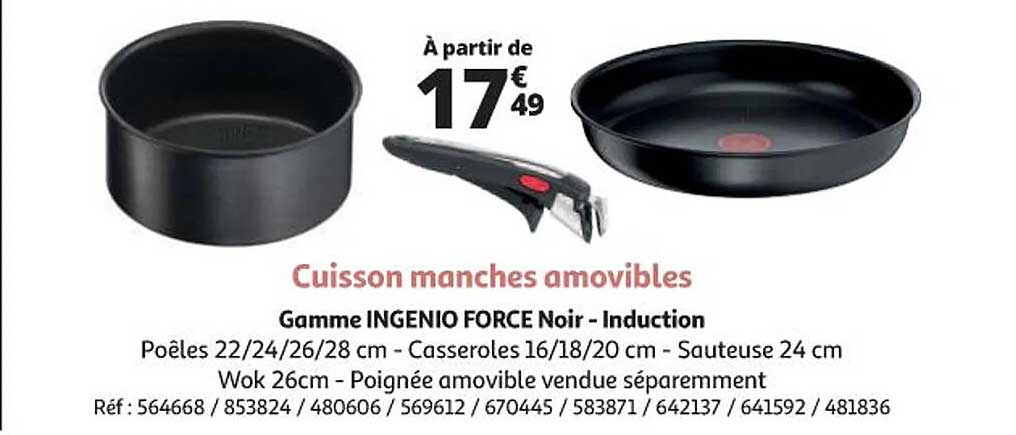 cuisson manches amovibles gamme ingenior force noir - induction