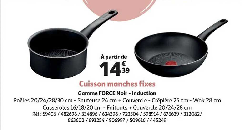 cuisson manches fixes gamme force noir - induction