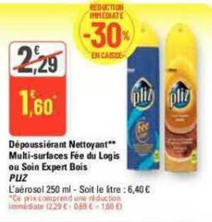 dépoussiérant nettoyant multi-surfaces fée du logis ou soin expert bois pliz