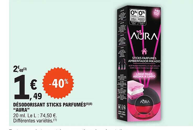 Désodorisant Sticks Parfumés "aura"