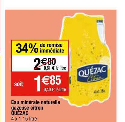 Eau Minérale Naturelle Gazeuse Citron Quézac