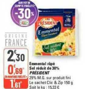 emmental râpé sel réduit de 30% président