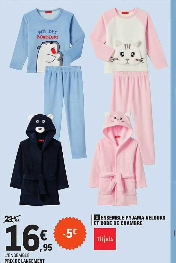 Ensemble Pyjama Velours Et Robe De Chambre Tissaia