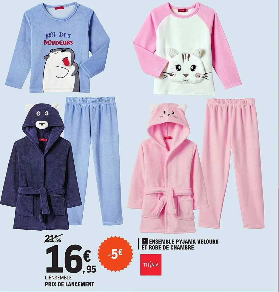 Ensemble Pyjama Velours Et Robe De Chambre Tissaia