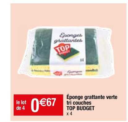 éponge Grattante Verte Tri Couches Top Budget