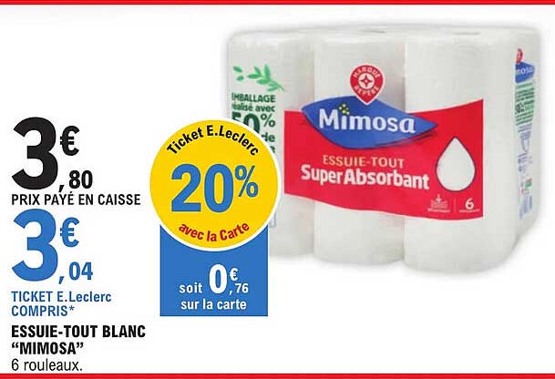 essuie-tout blanc "mimosa"