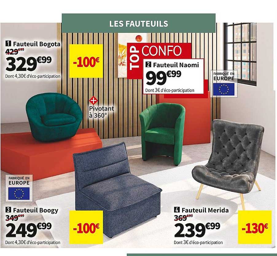 fauteuil bogota, fauteuil boogy, fauteuil merida, fauteuil naomi