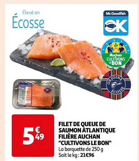 filet de queue de saumon atlantique filière auchan "cultivons le bon"