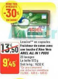 fraîcheur de coton avec une touche d'aloe vera ariel all in 1 pods