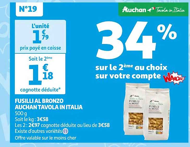 fusilli al bronzo auchan tavola in italia