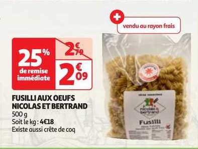 Fusilli Aux œufs Nicolas Et Bertrand