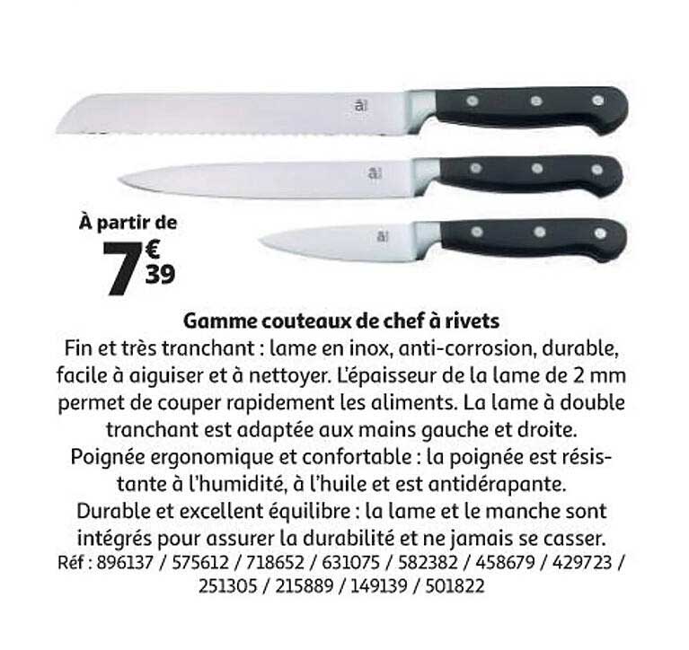 Gamme Couteaux De Chef à Rivets