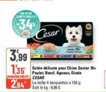 Gelée Délicate Pour Chien Senior 10+ Poulet, Bœuf, Agneau, Dinde Cesar