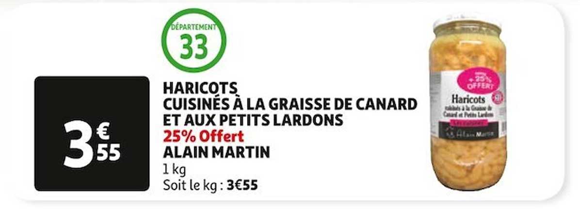 haricots cuisinés à la graisse de canard et aux petits lardons alain martin