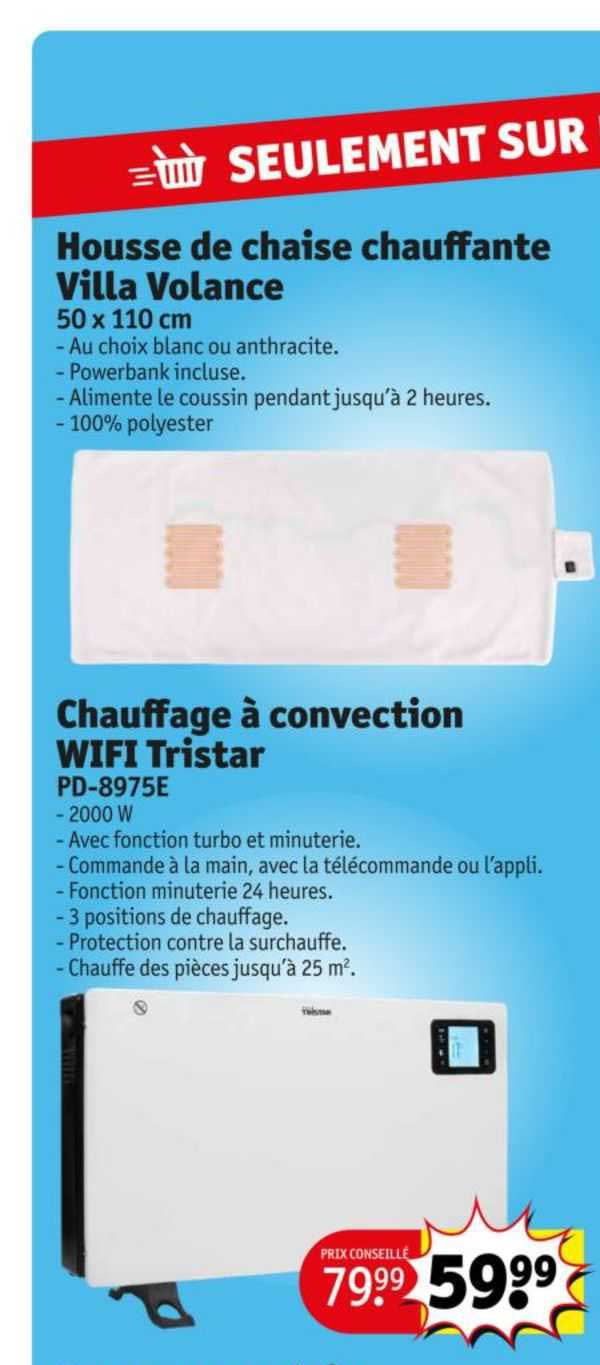 housse de chaise chauffante villa volance ou chauffage à convection wifi tristar