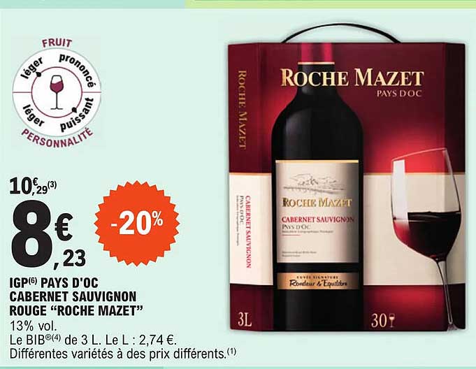 igp pays d'oc cabernet sauvignon rouge "roche mazet"
