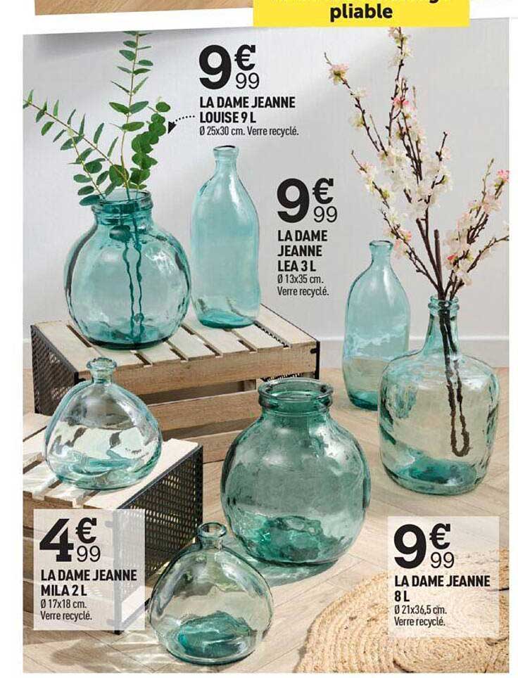 la dame jeanne louise 9 l, la dame jeanne léa 3 l, la dame jeanne mila 2 l, la dame jeanne 8 l