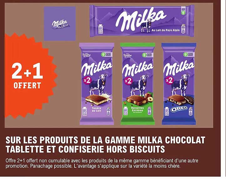 la gamme milka chocolat tablette et confiserie hors biscuits