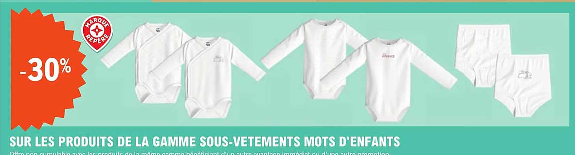 la gamme sous-vêtements mots d'enfants