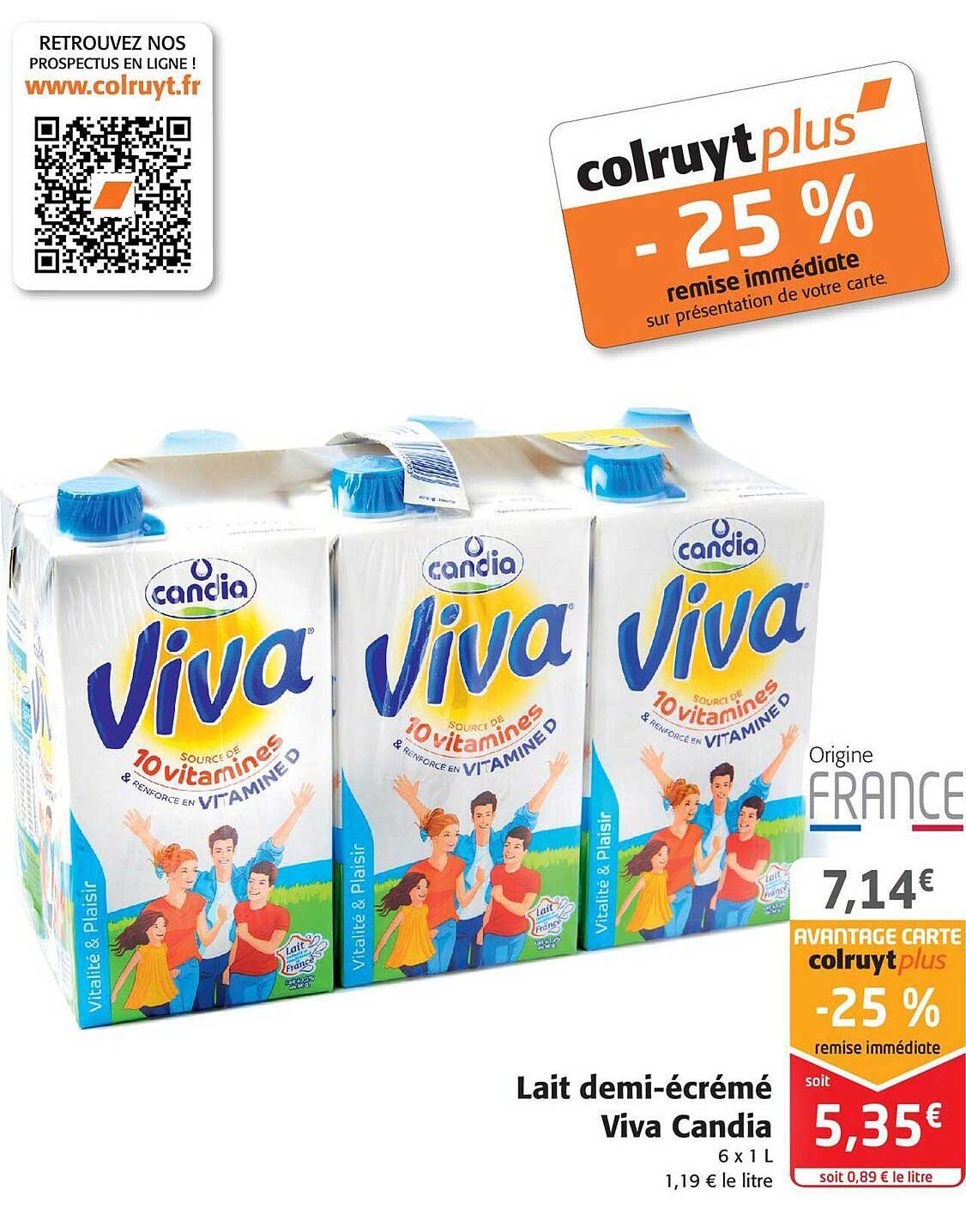 lait demi-écrémé viva candia