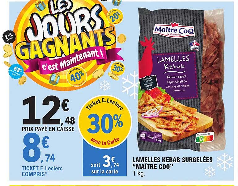 lamelles kebab surgelées "maître coq"