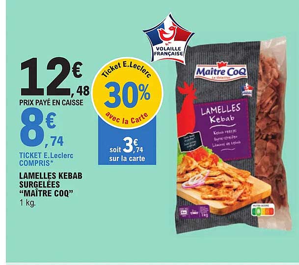 lamelles kebab surgelées "maître coq"