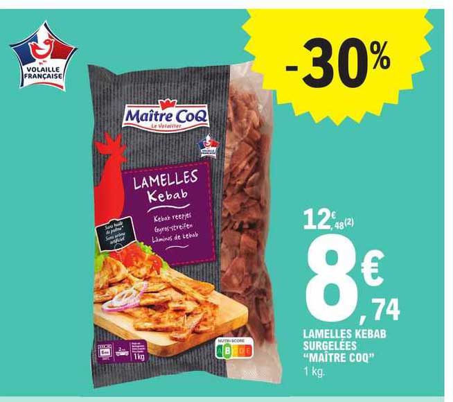lamelles kebab surgelées maître coq