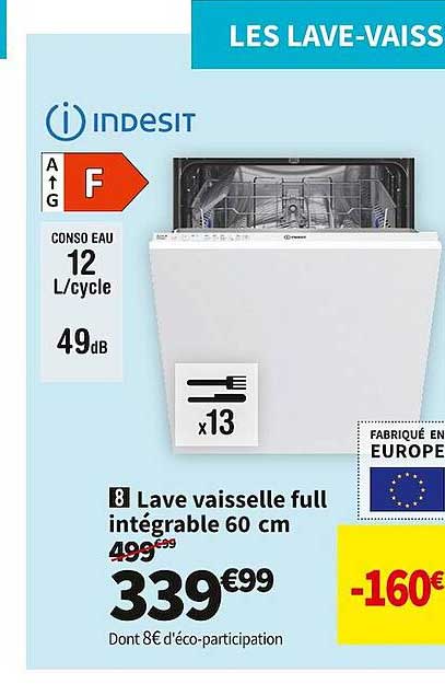 lave vaisselle full intégrable 60 cm indesit