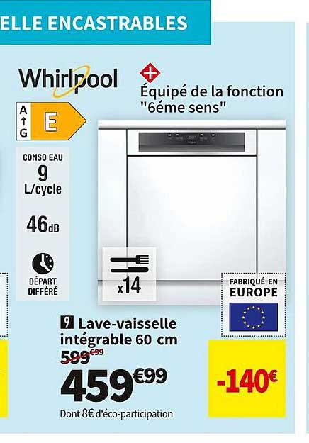 lave-vaisselle intégrable 60 cm whirlpool