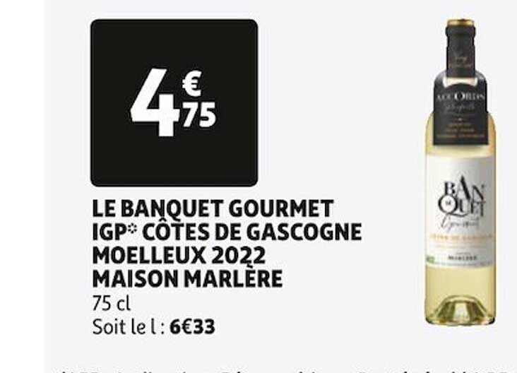 le banquet gourmet igp côtes de gascogne moelleux 2022 maison marlère