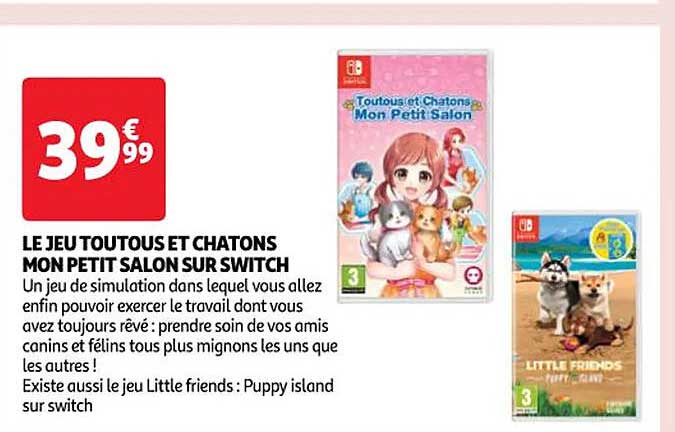 le jeu toutous et chatons mon petit salon sur switch