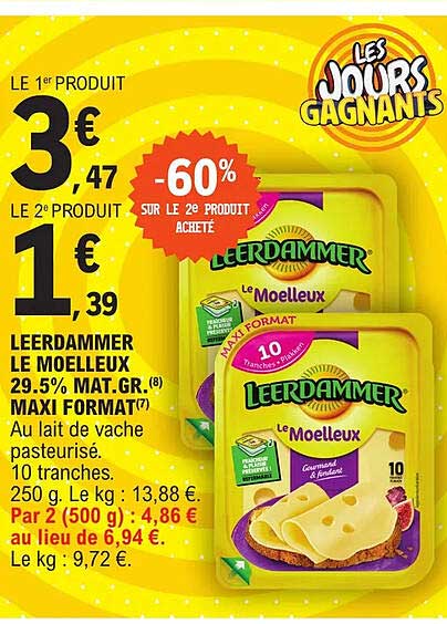 leerdammer le moelleux 29.5% mat. gr. maxi format