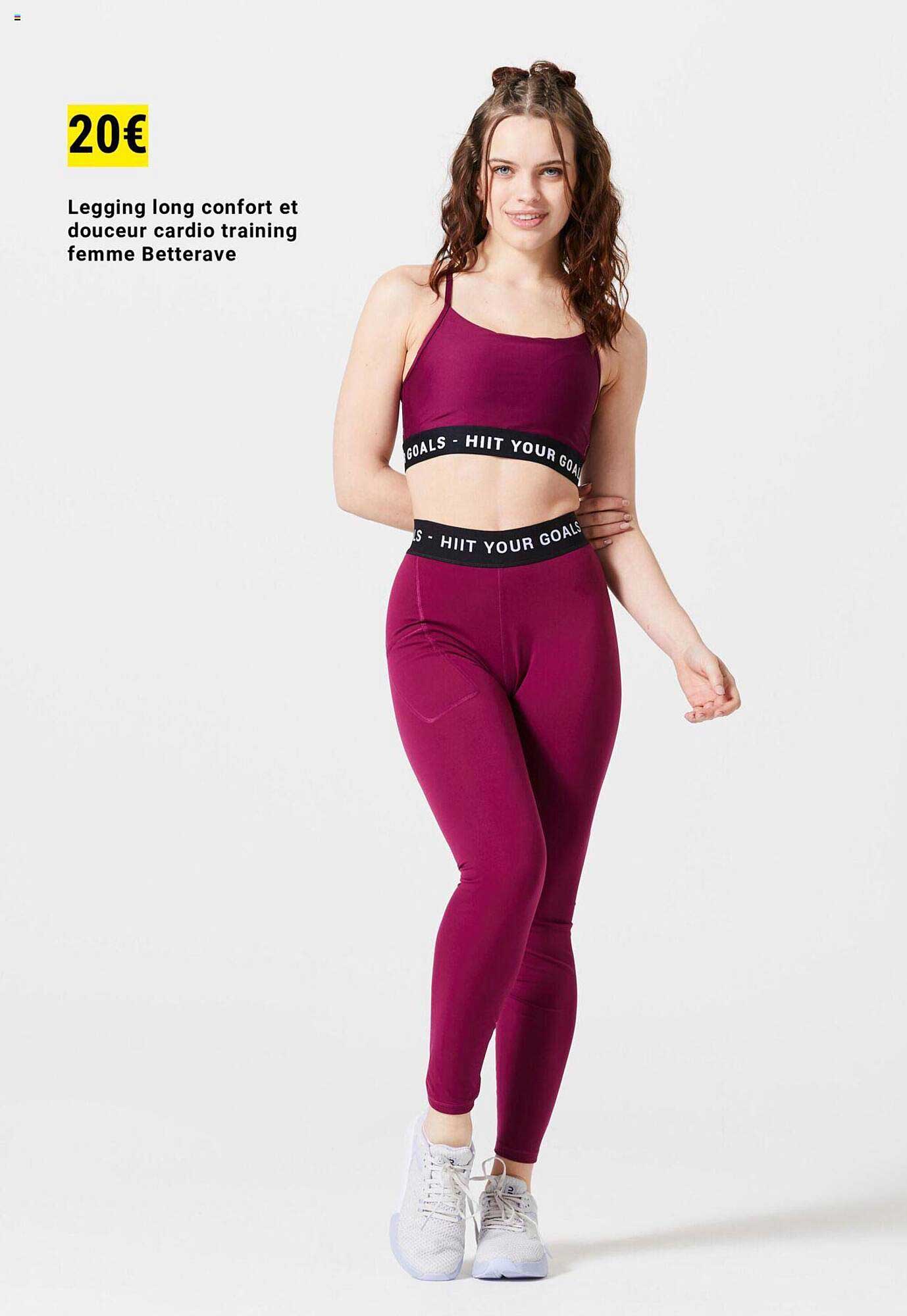 legging long confort et douceur cardio training femme betterave