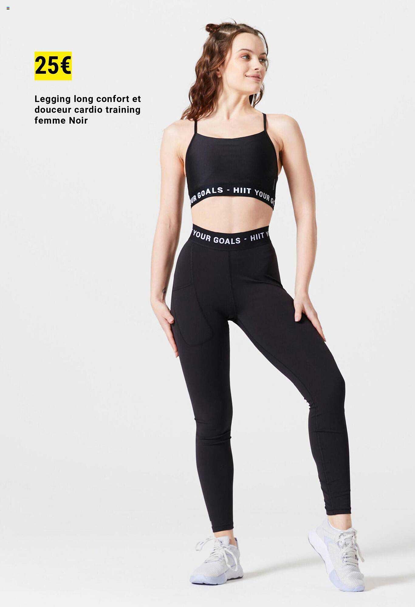 legging long confort et douceur cardio training femme noir