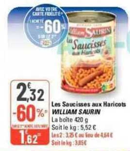 les saucisses aux haricots william saurin