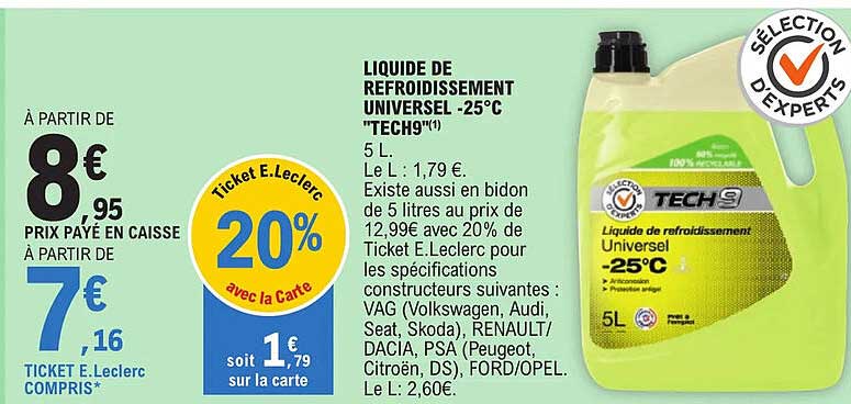 Liquide De Refroidissement Universel -25°c "tech9"