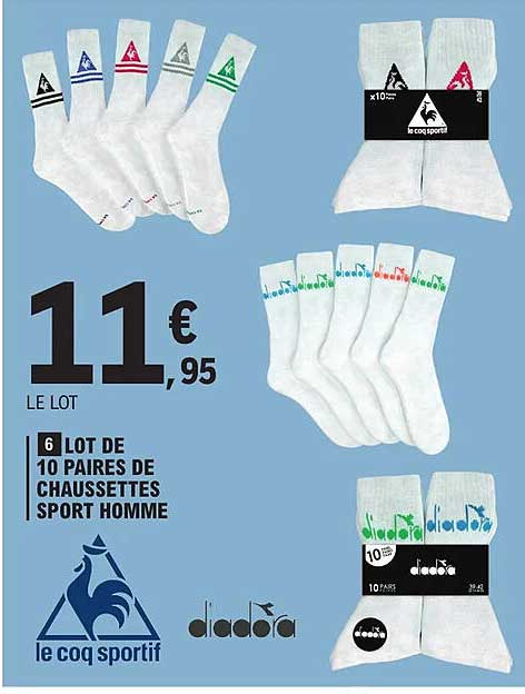 lot de 10 paires de chaussettes sport homme le coq sportif