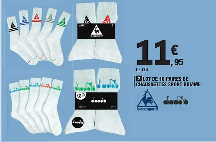 lot de 10 paires de chaussettes sport homme le coq sportif