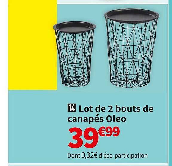 lot de 2 bouts de canapés oleo